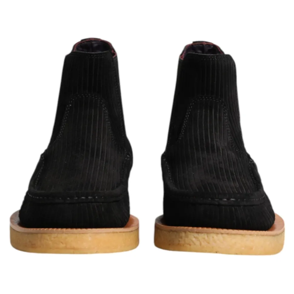 Schwarze Wildleder Slip On Stiefeletten