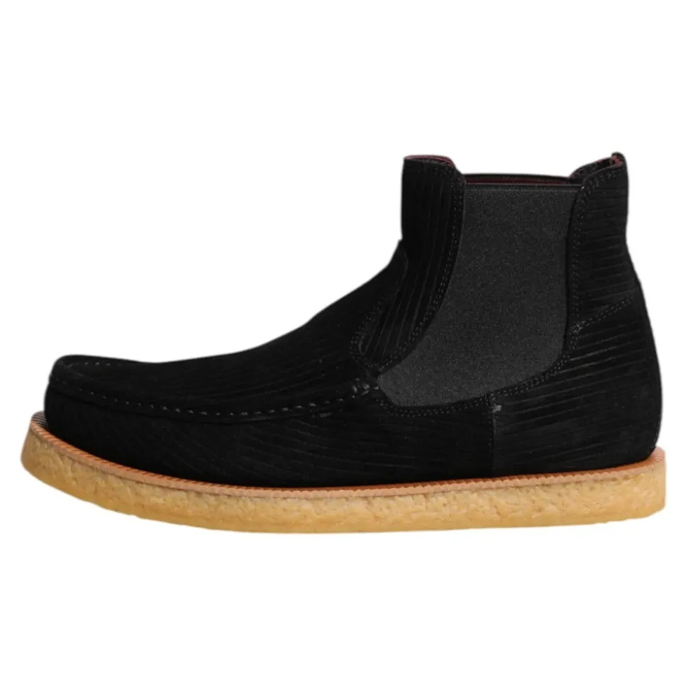Schwarze Wildleder Slip On Stiefeletten