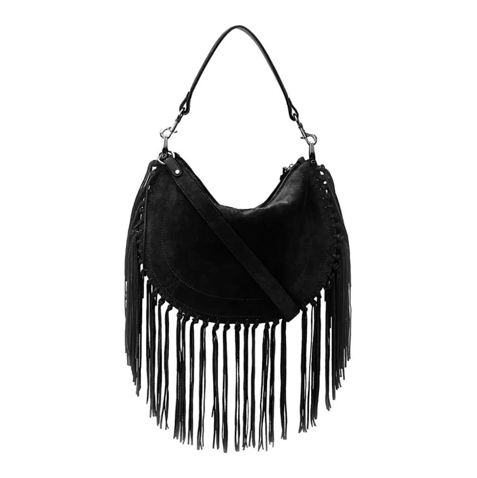 Schwarze Wildleder Tasche mit Nieten