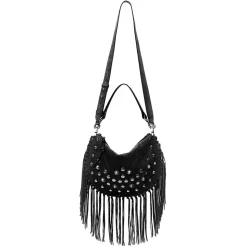 Schwarze Wildleder Tasche mit Nieten
