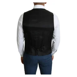 Schwarze Wollformale Weste mit Verstellbarem Riemen