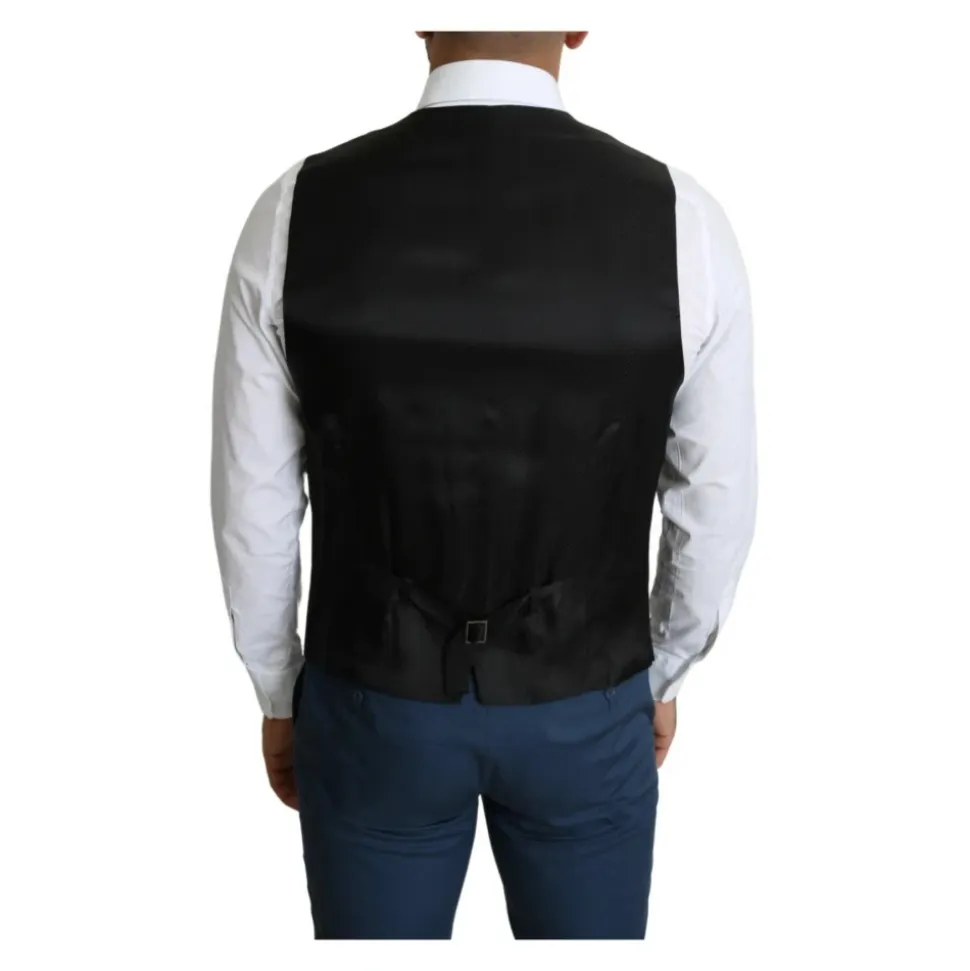 Schwarze Wollformale Weste mit Verstellbarem Riemen