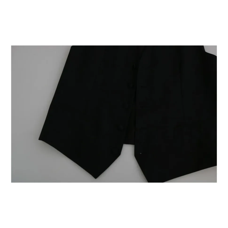Schwarze Wollformale Weste mit Verstellbarem Riemen