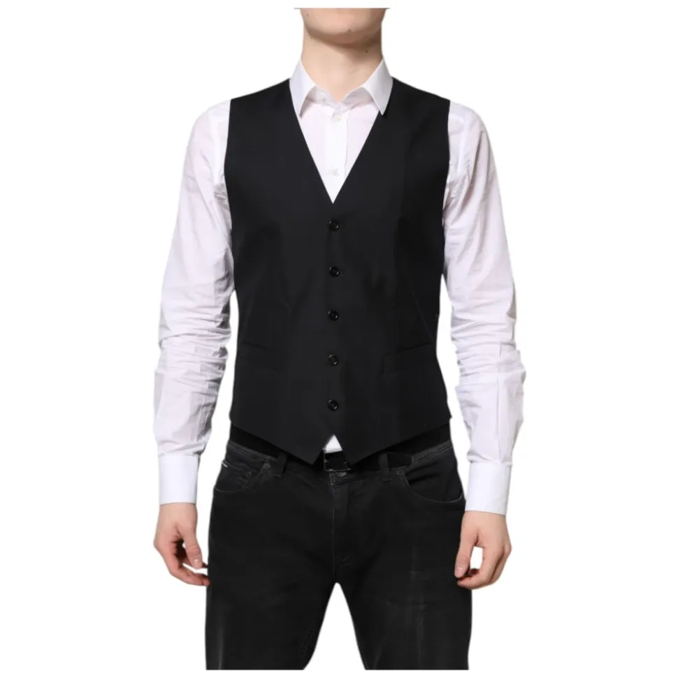 Schwarze Wollweste Formelles Kleid Weste