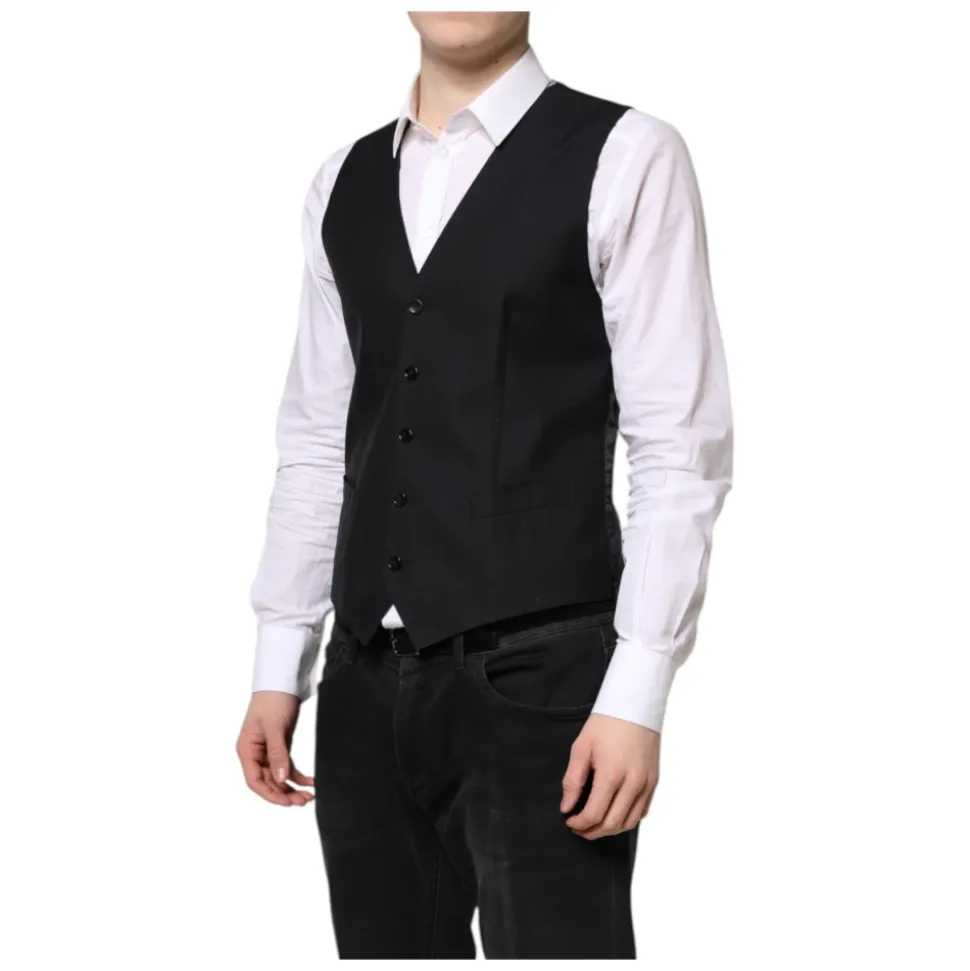 Schwarze Wollweste Formelles Kleid Weste