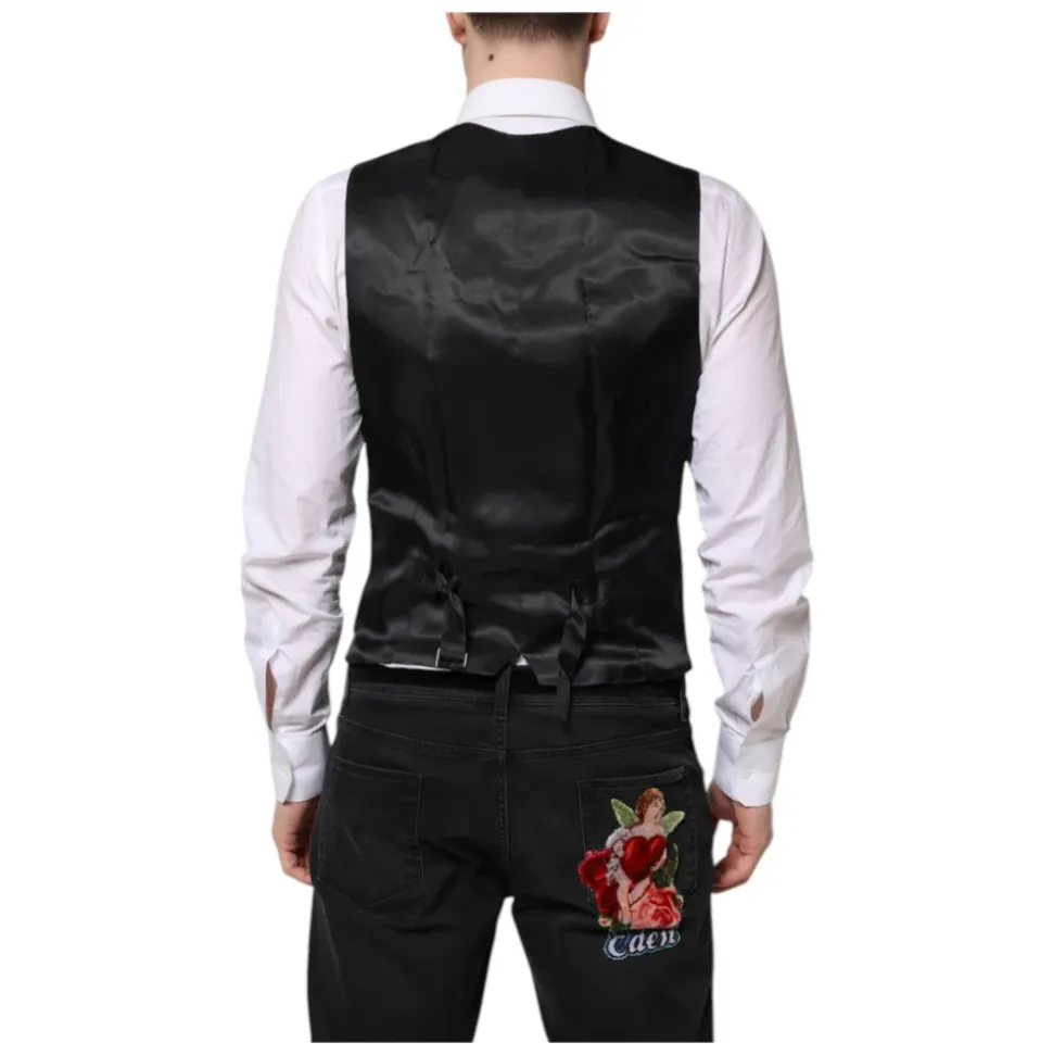Schwarze Wollweste Formelles Kleid Weste