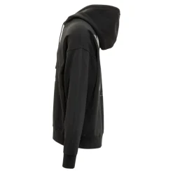 Schwarzer Baumwoll-Logo-Hoodie-Pullover