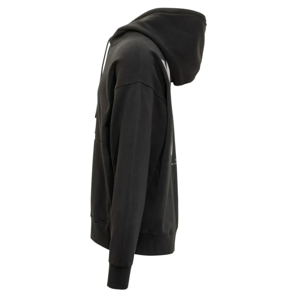 Schwarzer Baumwoll-Logo-Hoodie-Pullover