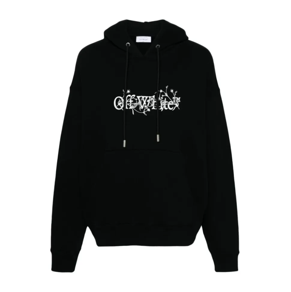 Schwarzer Baumwoll-Logo-Print-Hoodie