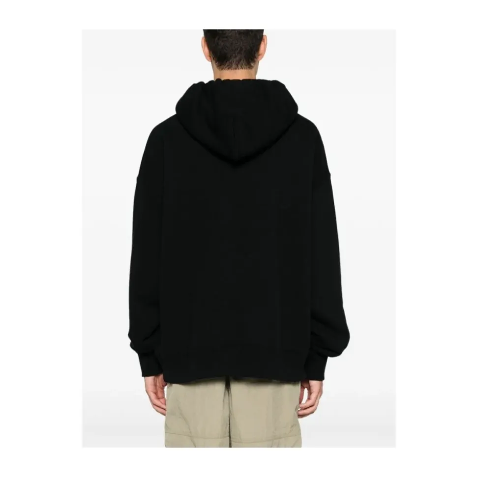 Schwarzer Baumwoll-Logo-Print-Hoodie
