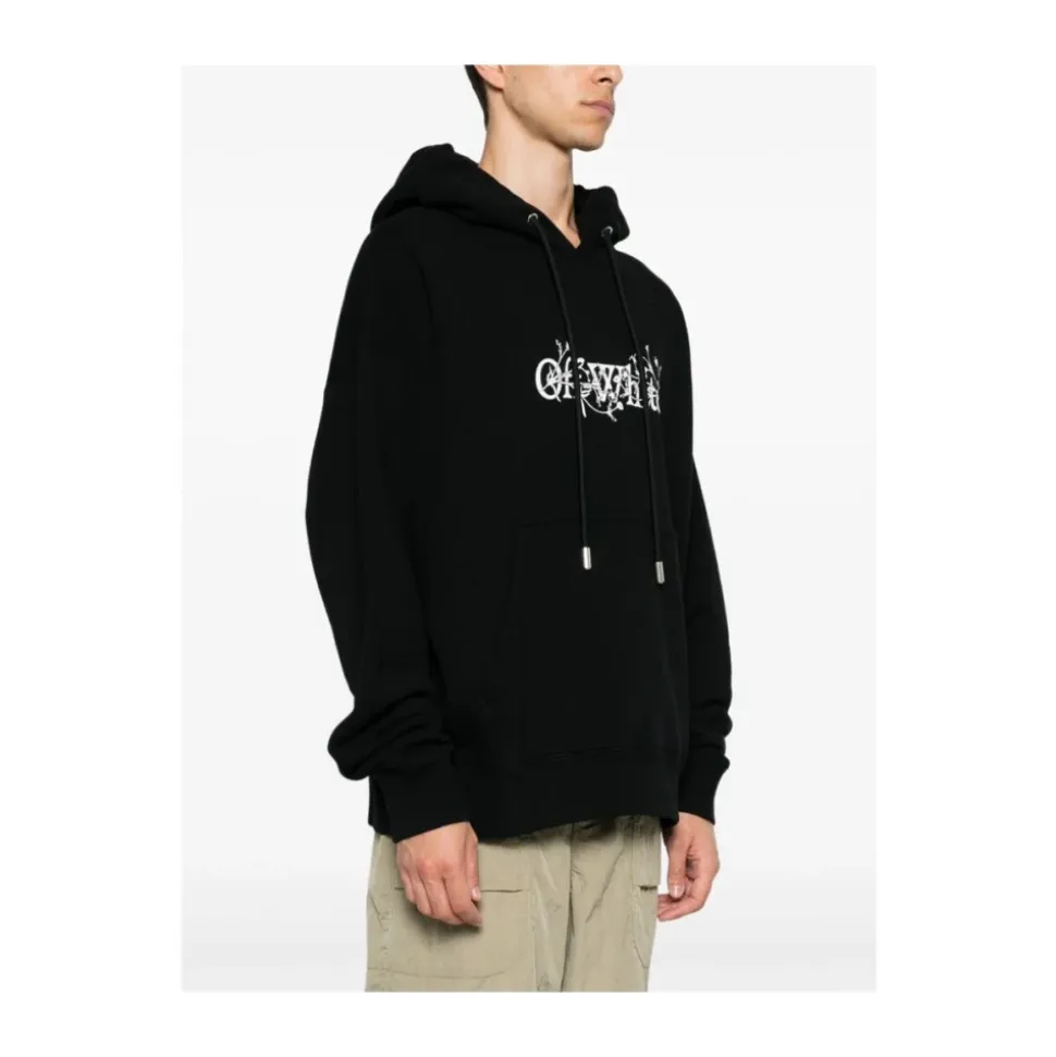 Schwarzer Baumwoll-Logo-Print-Hoodie