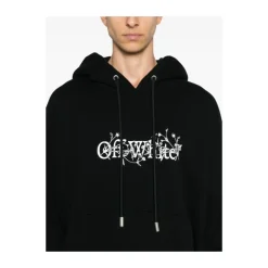 Schwarzer Baumwoll-Logo-Print-Hoodie