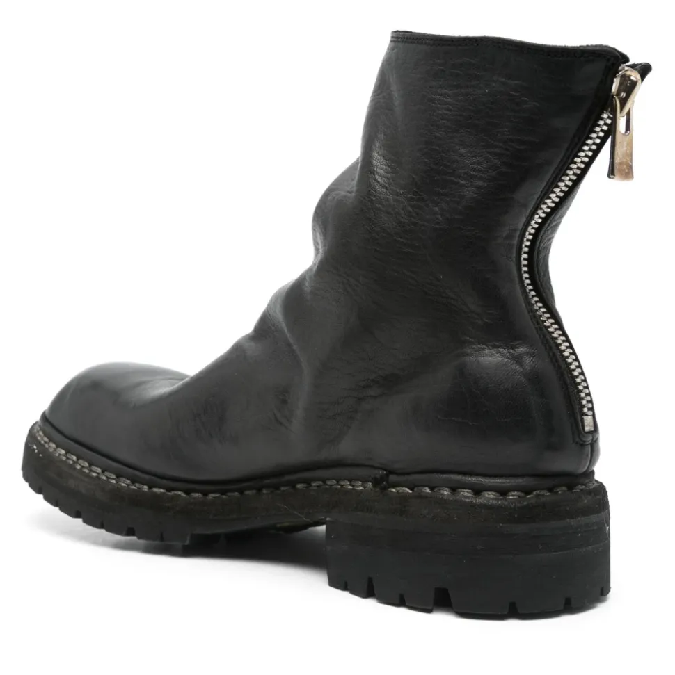 Schwarzer Big Daddy Stiefel mit Rückenreißverschluss