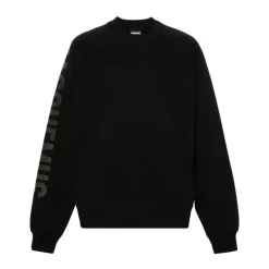 Schwarzer Crew Neck Sweater Flocked Logo