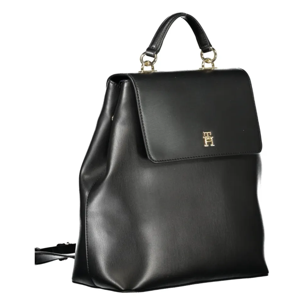 Schwarzer Damenrucksack Erweiterbar mit Logo