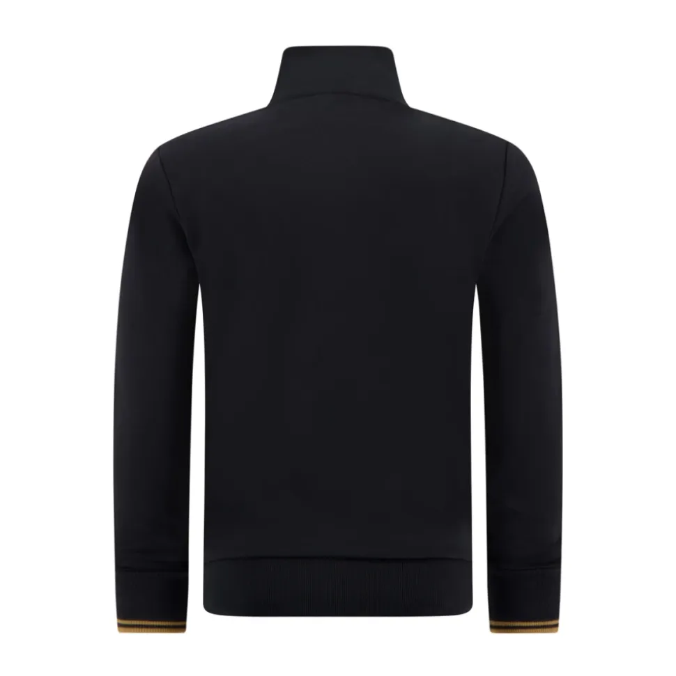 Schwarzer French Terry Reißverschluss-Sweatshirt