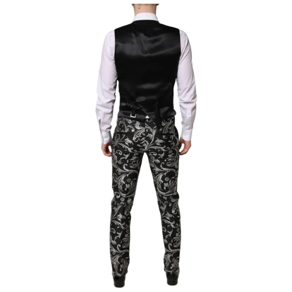 Schwarzer Grauer MARTINI Jacquard Herrenanzug