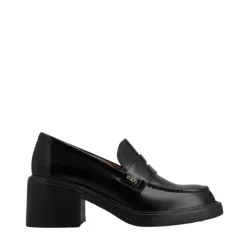 Schwarzer Kalbsleder-Loafer mit geprägtem Logo