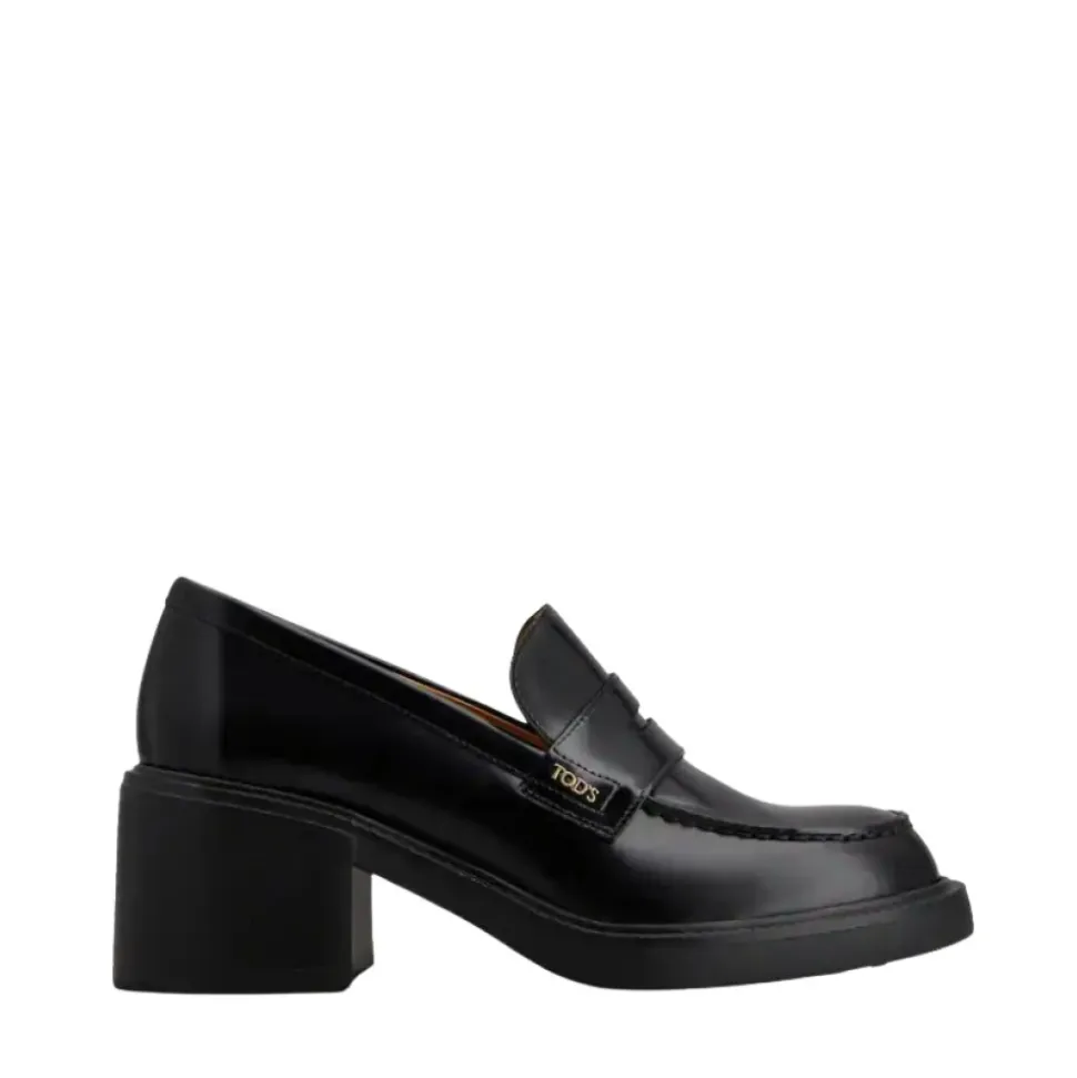 Schwarzer Kalbsleder-Loafer mit geprägtem Logo