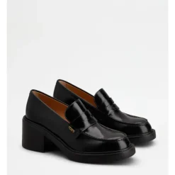 Schwarzer Kalbsleder-Loafer mit geprägtem Logo