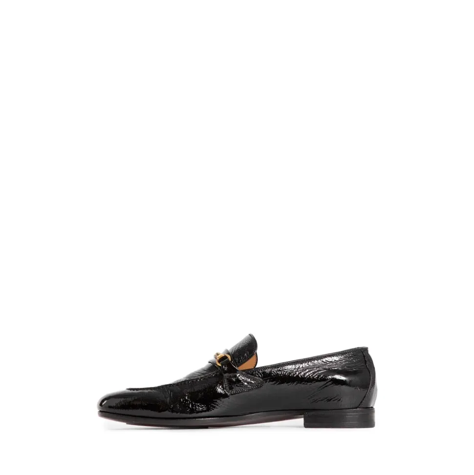 Schwarzer Lackleder Loafer mit Kette