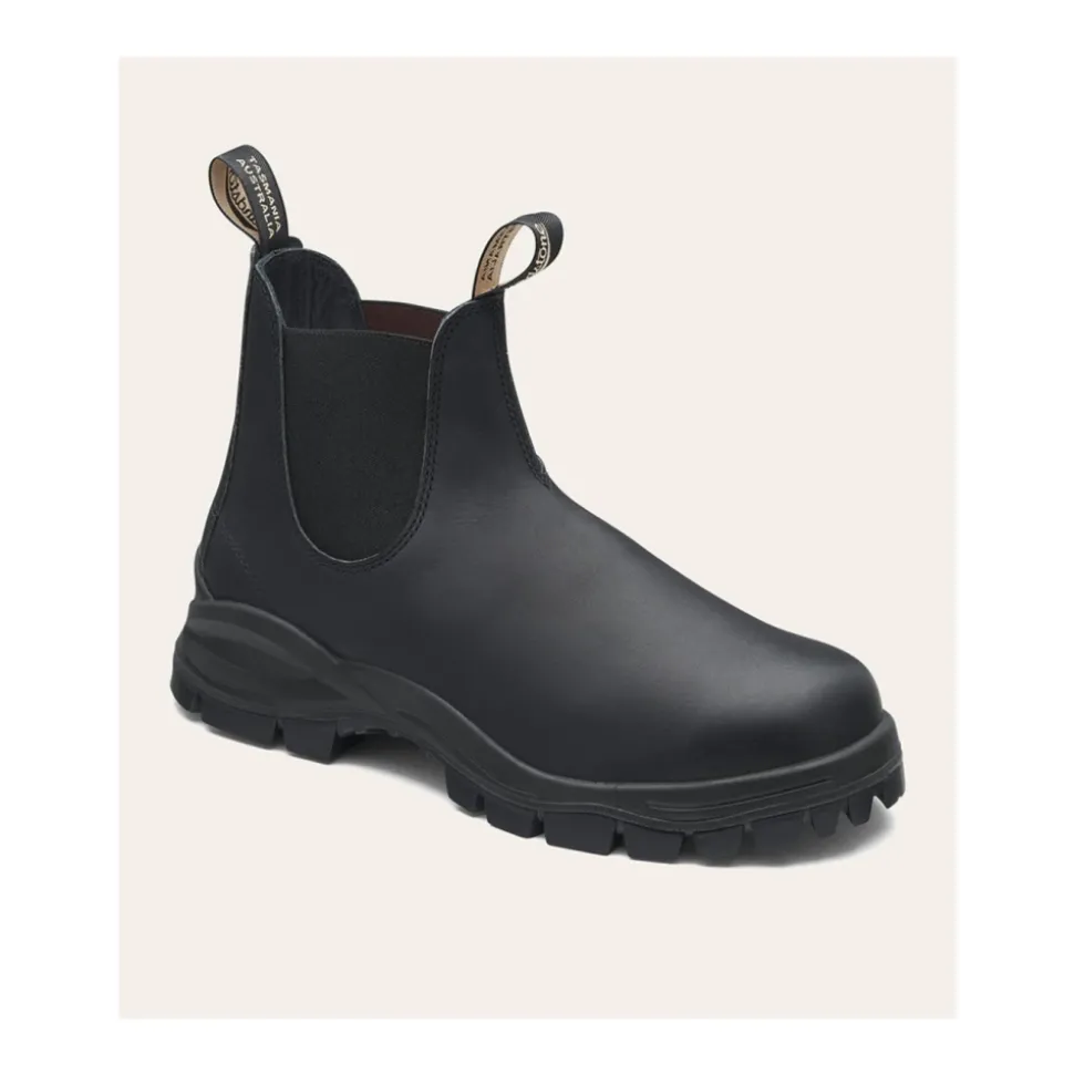 Schwarzer Leder Chelsea Stiefel