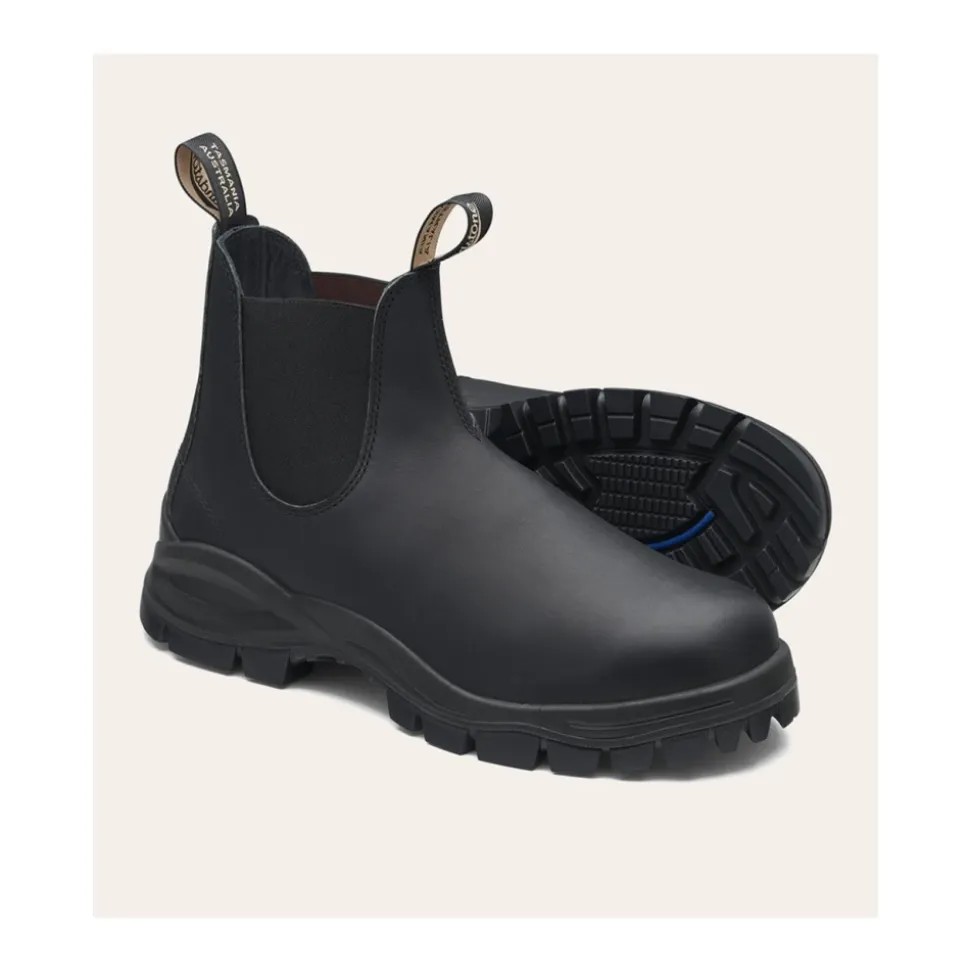 Schwarzer Leder Chelsea Stiefel