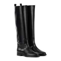 Schwarzer Leder Reitstiefel