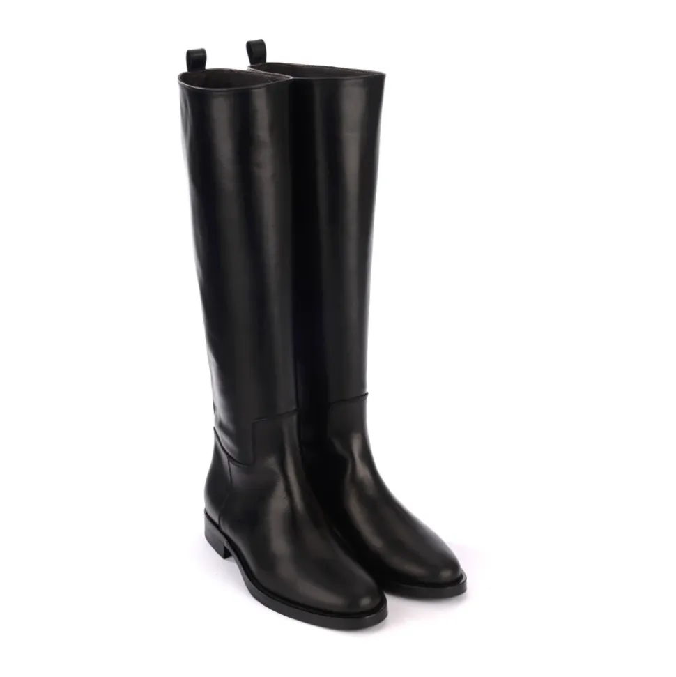Schwarzer Leder Reitstiefel