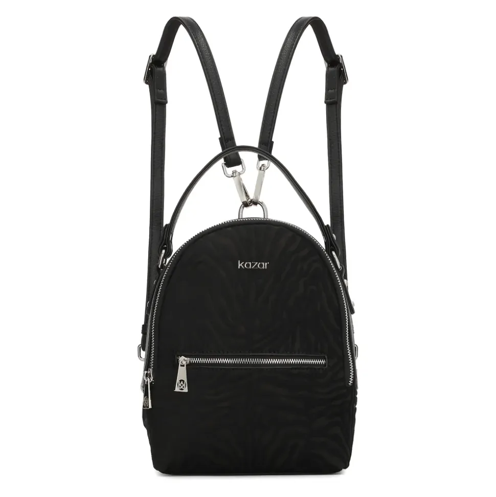 Schwarzer Lederrucksack mit Borsten und Tierdruck 2-in-1