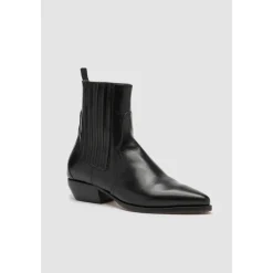 Schwarzer Lederstiefelette