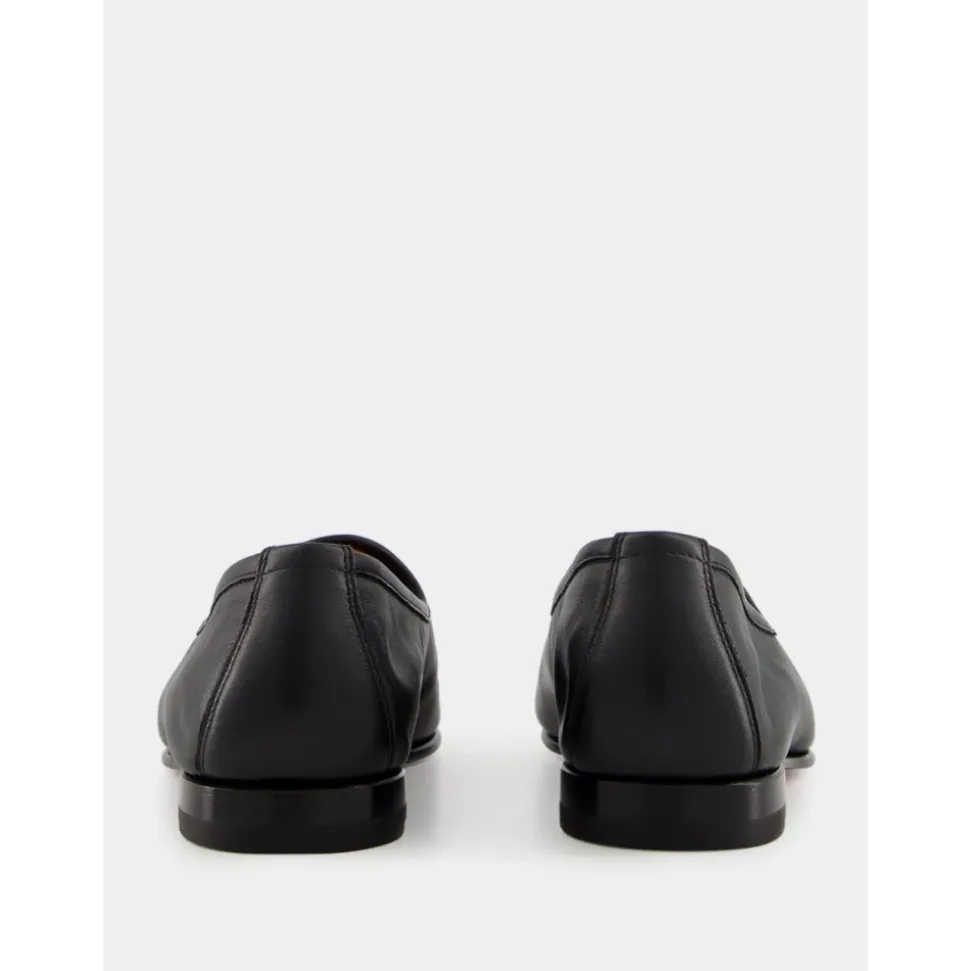 Schwarzer Ledertassel-Loafer