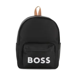 Schwarzer Nylon-Rucksack mit Vordertasche