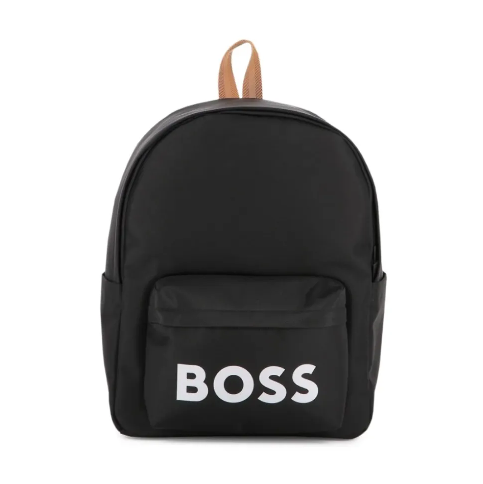 Schwarzer Nylon-Rucksack mit Vordertasche
