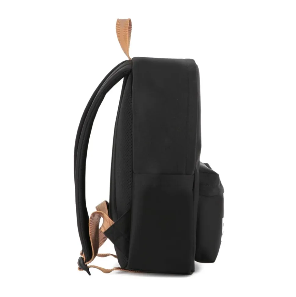 Schwarzer Nylon-Rucksack mit Vordertasche