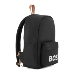 Schwarzer Nylon-Rucksack mit Vordertasche