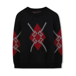 Schwarzer Pullover mit Diamanten und 4G-Logo