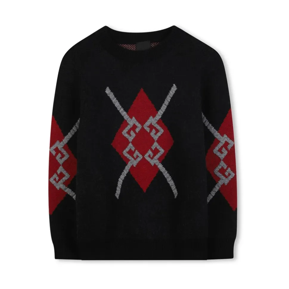 Schwarzer Pullover mit Diamanten und 4G-Logo