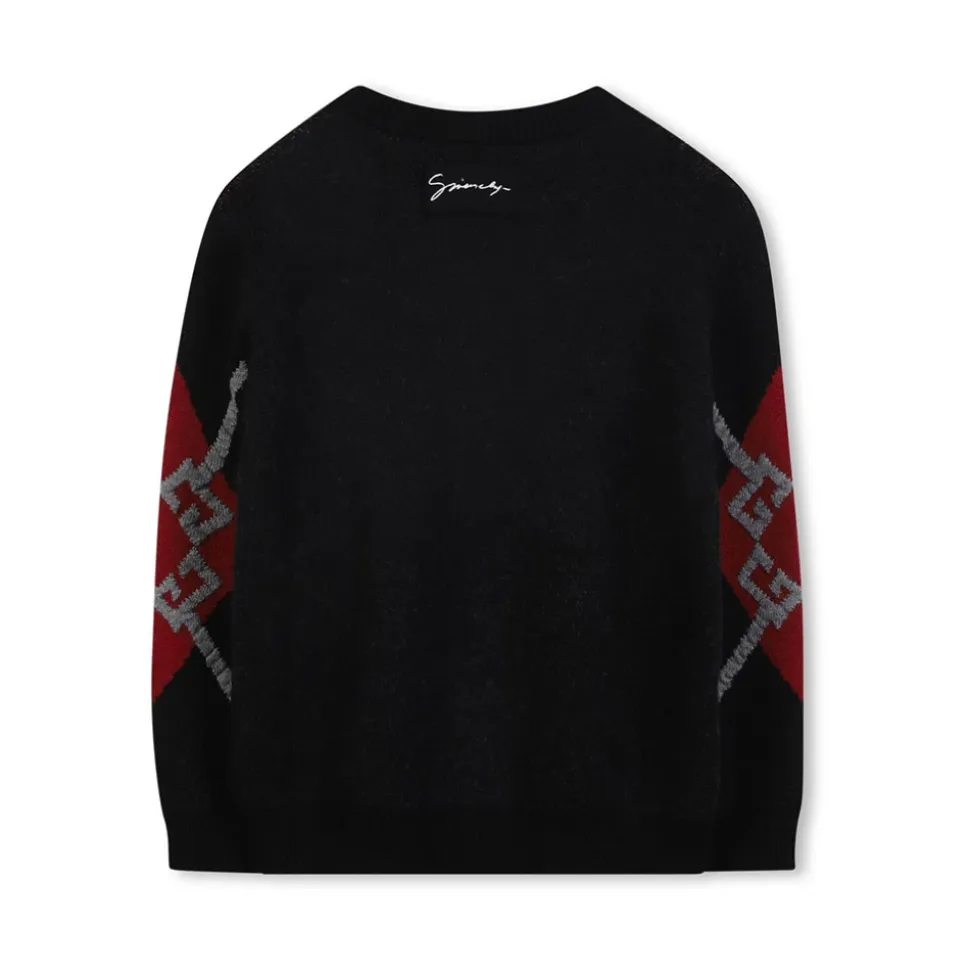 Schwarzer Pullover mit Diamanten und 4G-Logo