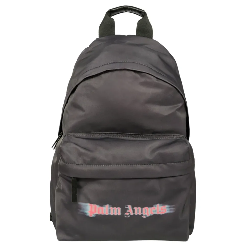 Schwarzer Rucksack mit Logo-Druck und Reißverschluss