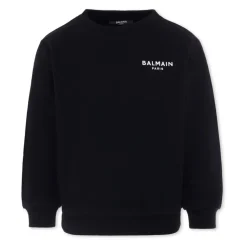 Schwarzer Rundhals-Sweatshirt