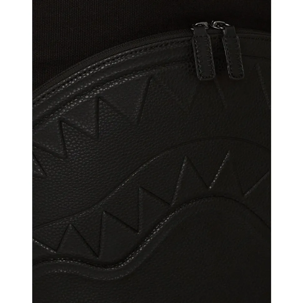 Schwarzer Shark Pocket Canvas Rucksack