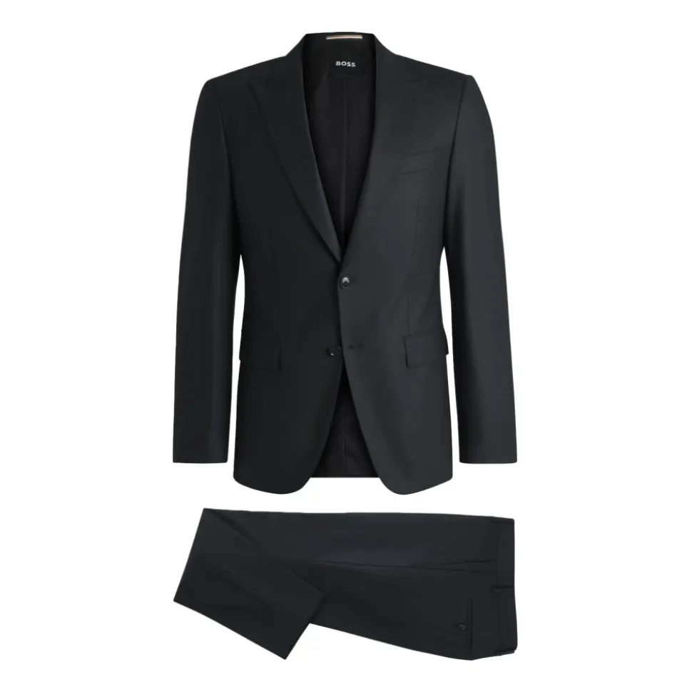 Schwarzer Slim Fit Anzug mit Spitzem Revers