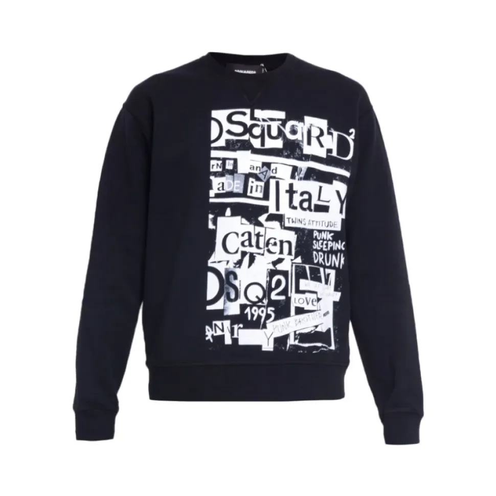 Schwarzer Sweatshirt mit bedrucktem Logo