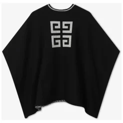Schwarzer Wendbarer Cape mit Jacquard-Muster