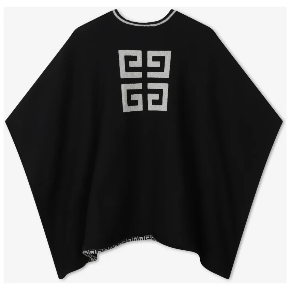 Schwarzer Wendbarer Cape mit Jacquard-Muster