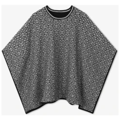Schwarzer Wendbarer Cape mit Jacquard-Muster