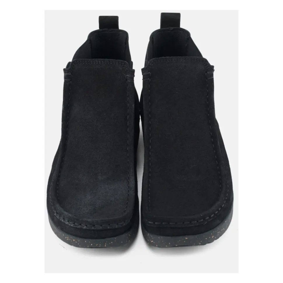 Schwarzer Wildlederstiefel