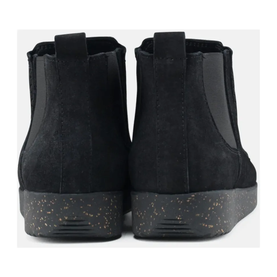 Schwarzer Wildlederstiefel
