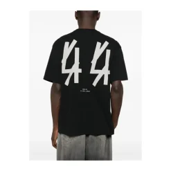 Schwarzes Baumwoll-Crew-Neck-T-Shirt mit Logo